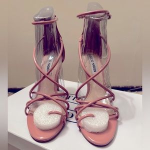 Nude pink patent strappy heel | Satya, Steve Madden